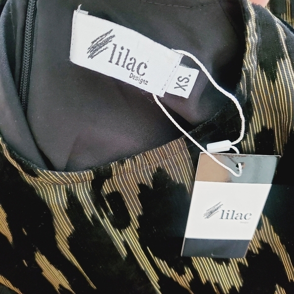 NEW Lilac Designz Black Gold Velvet Dress - Picture 4 of 5